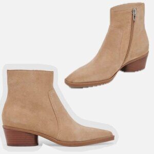 Dolce Vita Fahari H2O Suede Booties Ankle Western Block Heel Tan Women Size 11